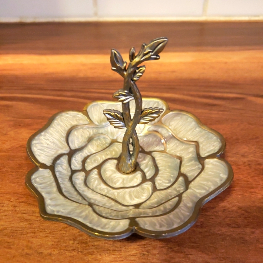 Cynthia Rowley New York Enamel on Metal Flower Tree Ring Jewelry Dish